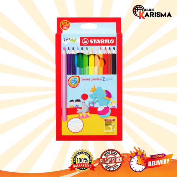 Swans Jumbo| Colour Pencil | Stabilo| 12 Long| | Onlinekarisma